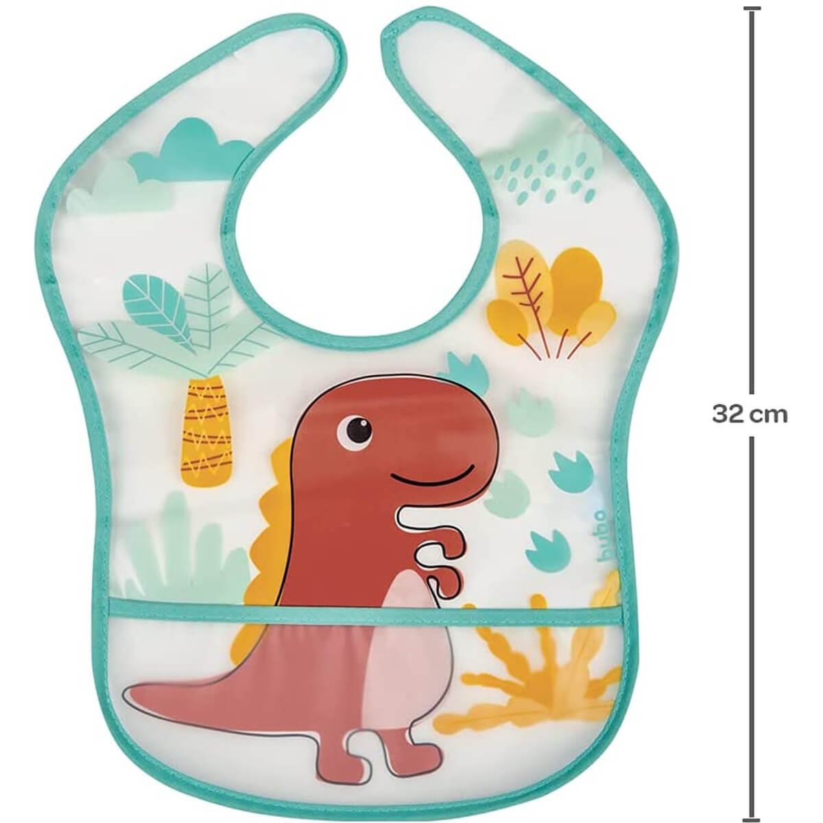 Babador Impermeável com Bolso Cata Migalhas para Bebê Buba Dinossauro Colorido - 3