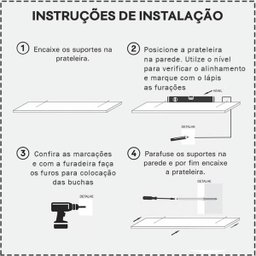 Kit 4 Prateleiras Porta Quadros 50 x 10cm Carvalho Suporte Invisível - 7 Kit 4 Prateleiras Porta Quadros 50 x 10cm Carvalho Suporte Invisível - 7