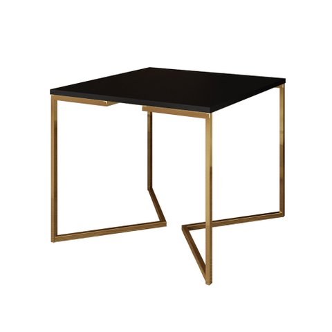 Mesa de Jantar Industrial Redonda Preta 110cm Base V Dourada