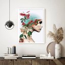 Ver imagem 1 de Quadro Decorativo Surrealismo Mulher Flores Maracujá 70x50cm:moldura Preta