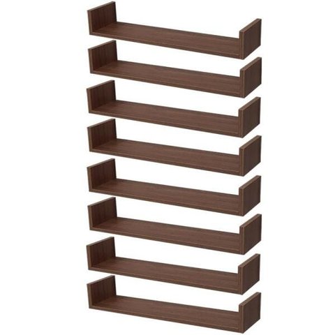 Kit 8 Prateleiras U 50 x 25cm Nogal Suporte Invisível