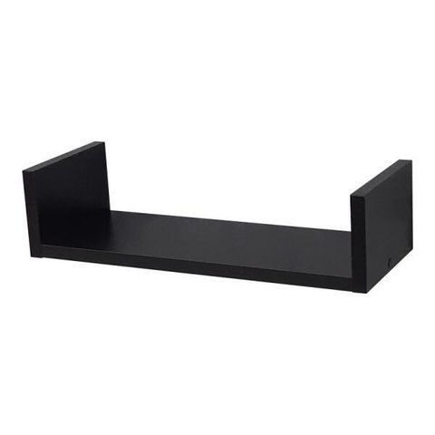 Prateleira U 50 x 25cm Preta Suporte Invisível