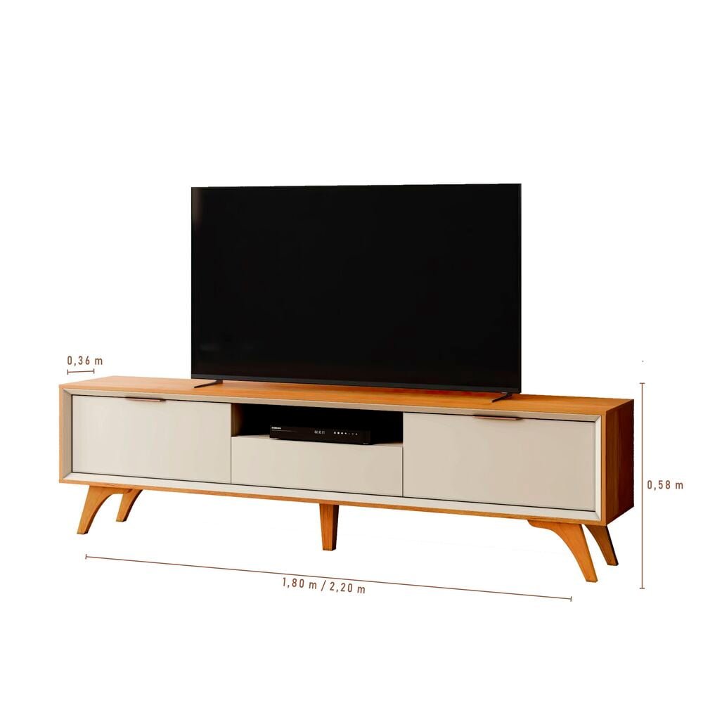 Rack para Tv 75 Polegadas com 3 Portas Viena Pés Madeira Maciça ...