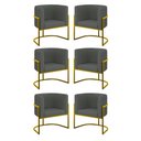 Ver imagem 1 de Kit 6 Cadeiras Poltrona Lua Veludo Sala Quarto Gold Balaqui Cor:cinza
