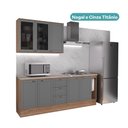 Ver imagem 3 de Armário de Cozinha Completa com Balcão Milla Plena Carraro Nogal com Cinza Titânio