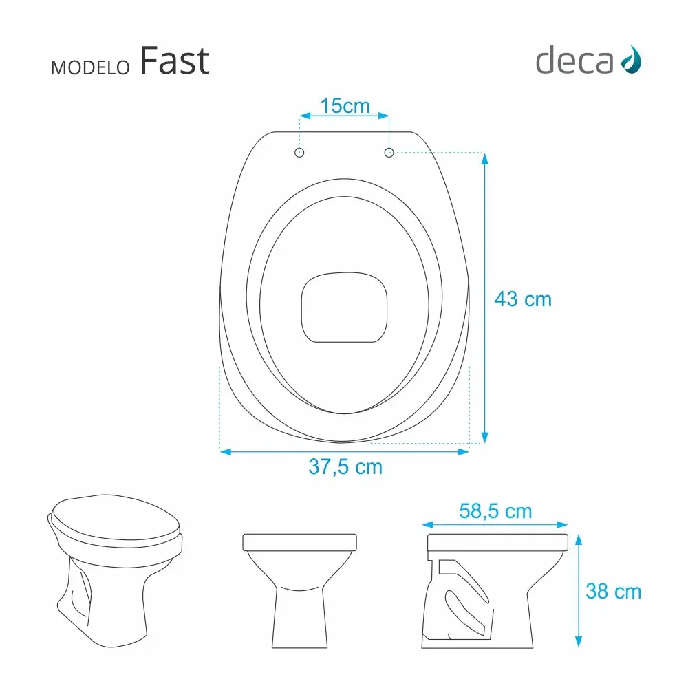 Assento Sanitário Almofadado Fast Branco para bacia Deca - 3
