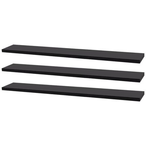 Kit 3 Prateleiras 60 x 15cm Preta Suporte Invisível