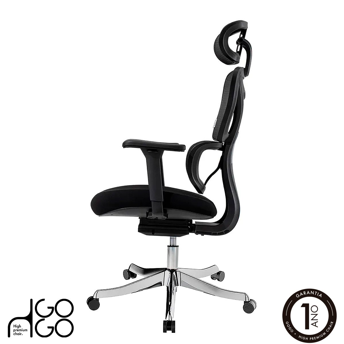 Cadeira Escritório Ergonômica Gogo Premium Chair Go500 - Preta - 6