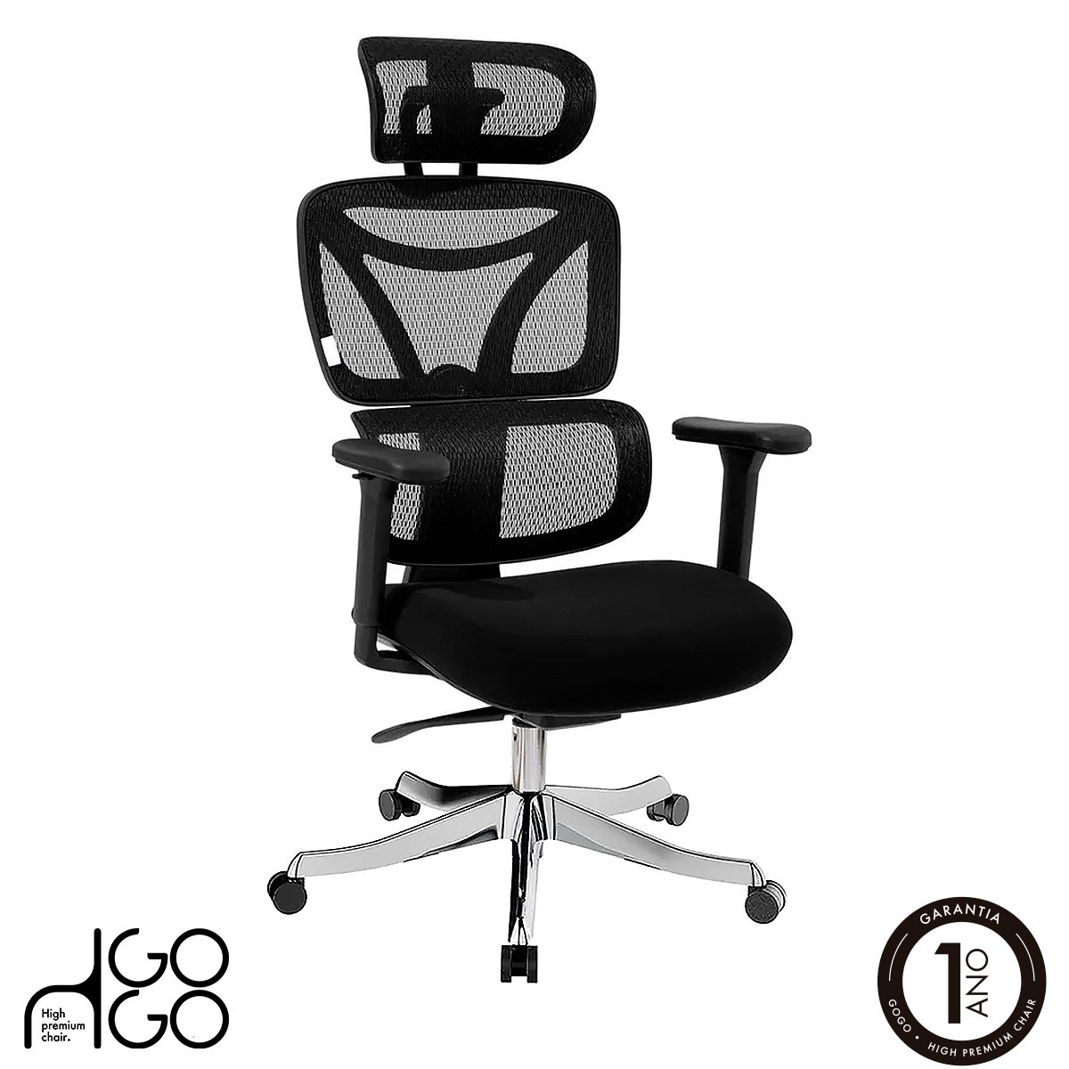 Cadeira Escritório Ergonômica Gogo Premium Chair Go500 - Preta - 4