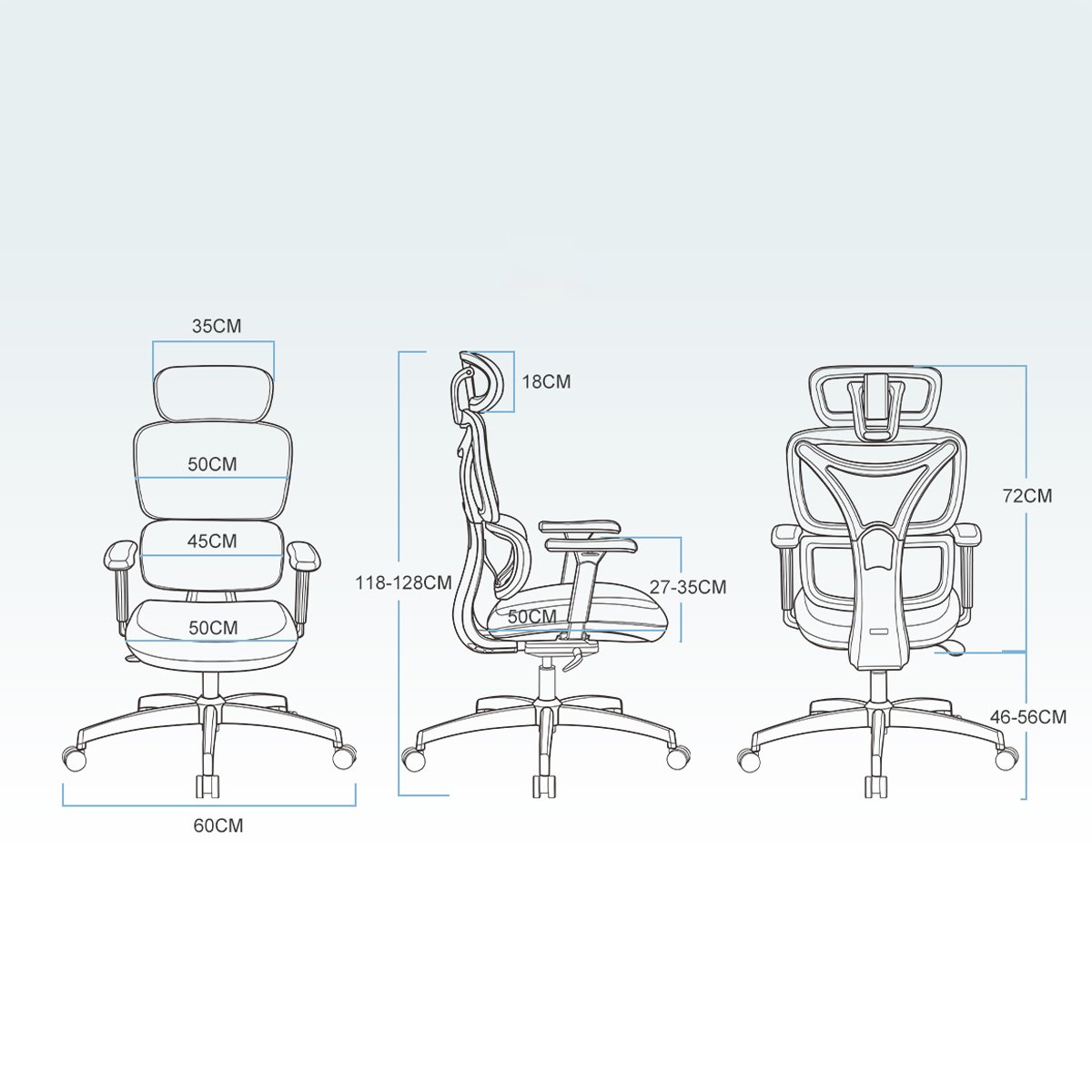 Cadeira Escritório Ergonômica Gogo Premium Chair Go500 - Preta - 9