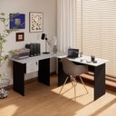 Ver imagem 2 de Conjunto Escritório New City em L com Gaveteiro 180 cm Cinza Cristal/Preto Gebb Work