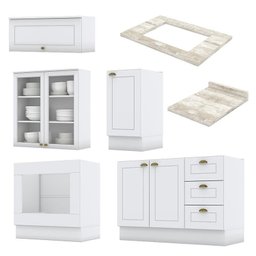 Cozinha Completa Americana 6 Peças com Balcão Forno de Embutir Branco - Móveis Henn - 3