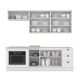 Cozinha Completa Americana 6 Peças com Balcão Forno de Embutir Branco - Móveis Henn - 2
