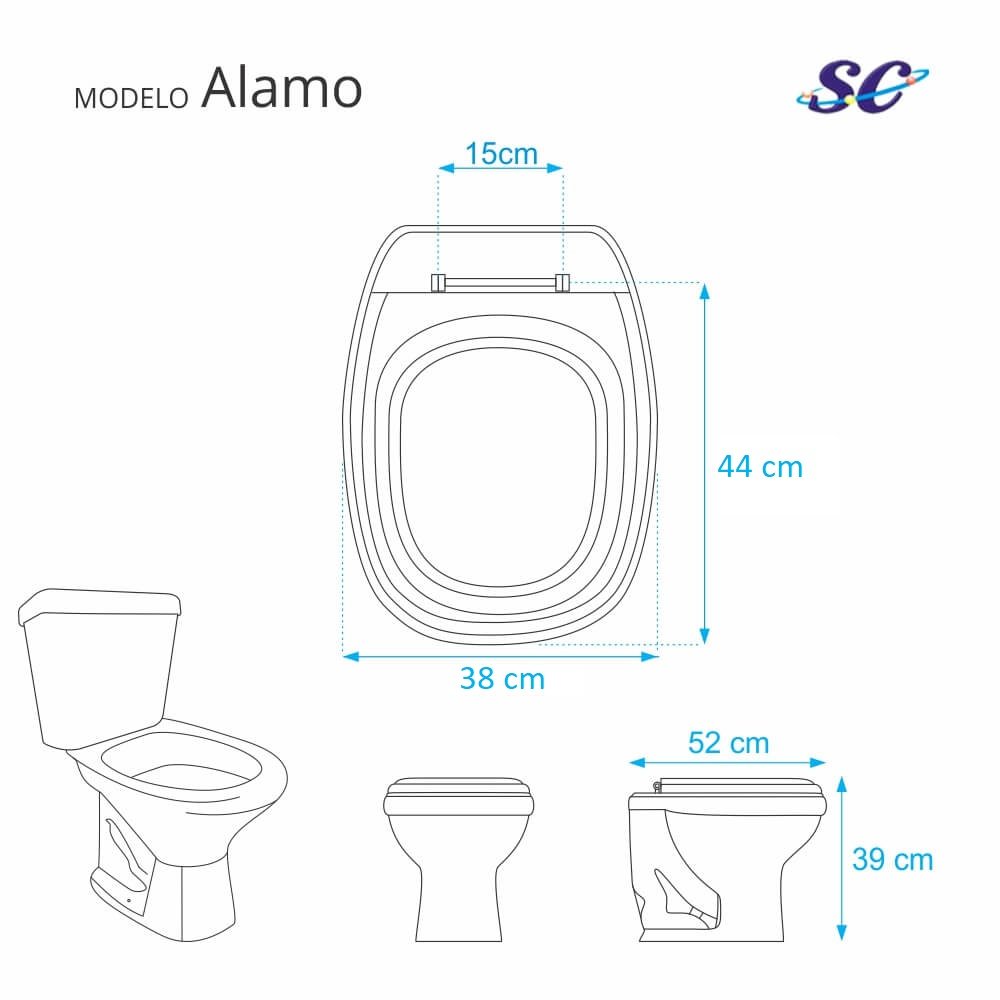 Assento Sanitário Alamo Cinza Claro para vaso Santa Clara - 2