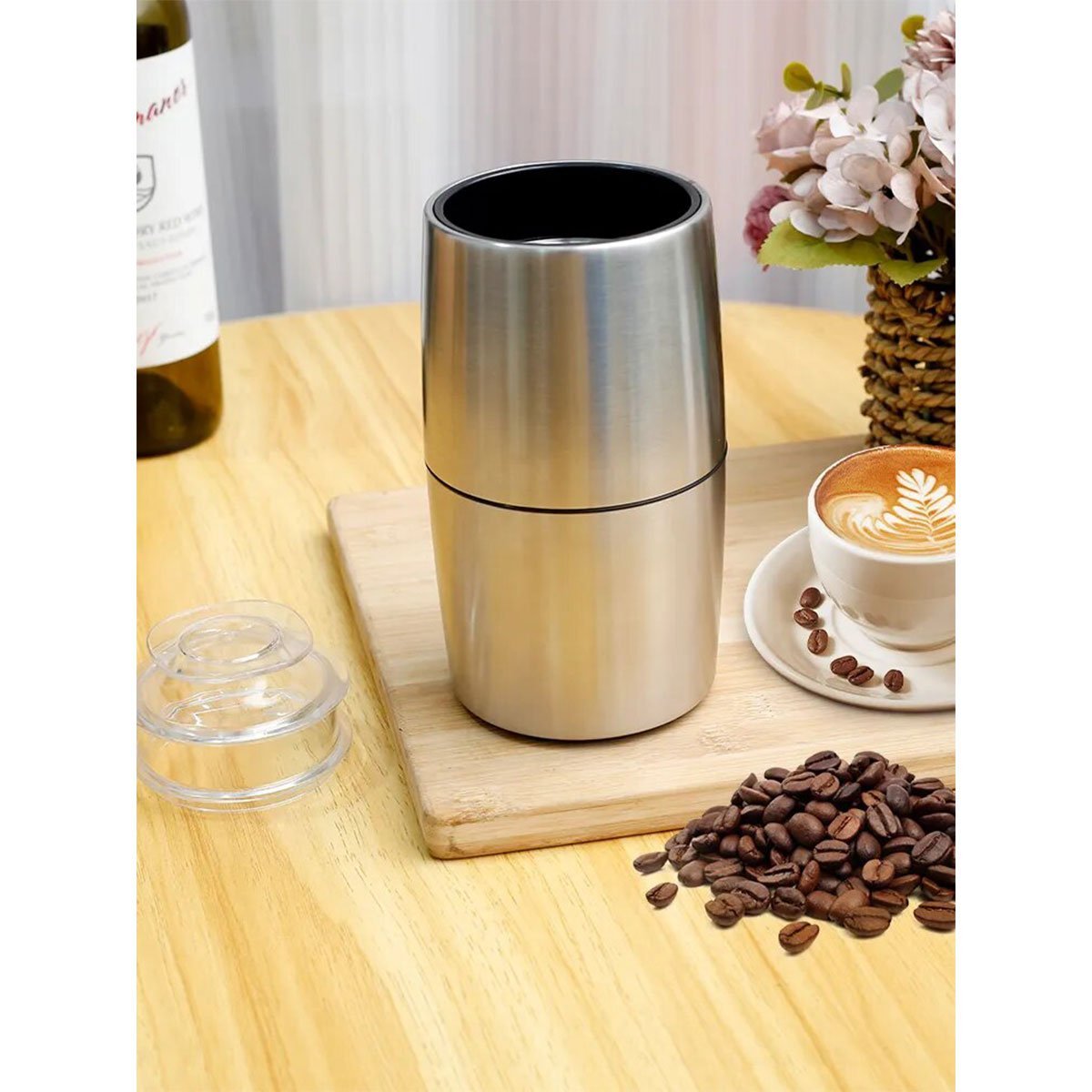 Moedor de Cafe Eletrico Inox 230W Graos Especiarias Po Cafeina Cozinha Bebida Cafe da Manha Lanche P - 12