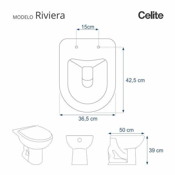 Tampa de Vaso Riviera Branco para vaso Celite - 3