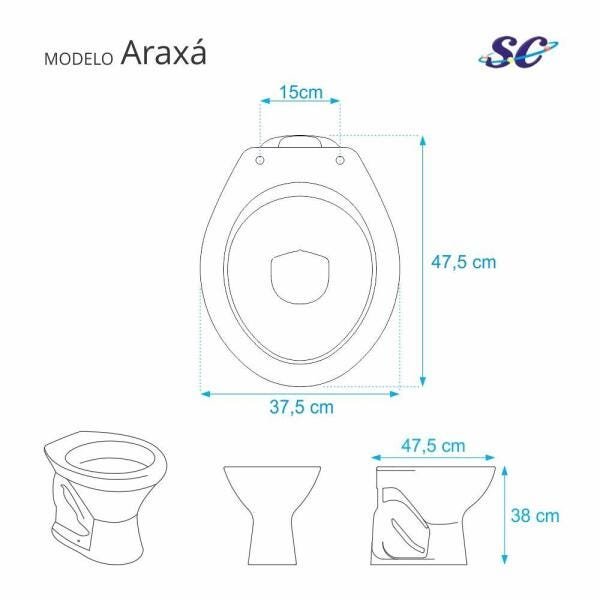 Assento Sanitário Araxá Marfim (Bege) para vaso Santa Clara - 2