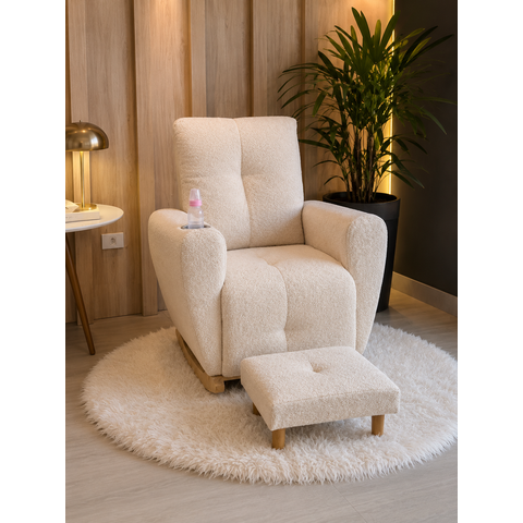Poltrona Amamentação para Quarto Bebê Lara Bege Claro Boucle