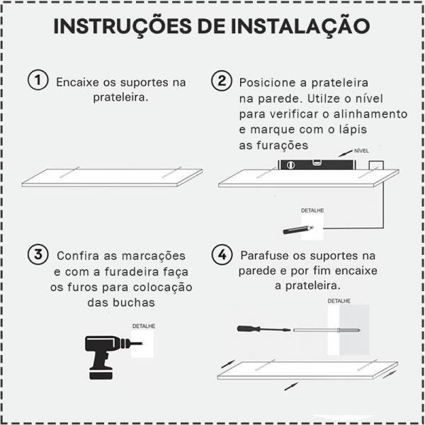 Kit 2 Prateleiras 100 x 20cm Carvalho Suporte Invisível - 7