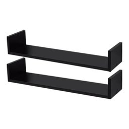 Kit 2 Prateleiras U 100 x 20cm Preta Suporte Invisível - 1