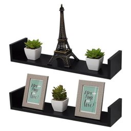 Kit 2 Prateleiras U 100 x 20cm Preta Suporte Invisível - 2