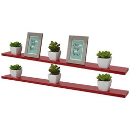 Kit 2 Prateleiras 100 x 20cm Vermelha Suporte Invisível - 2