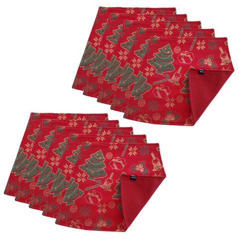 Jogo Americano Luxo Arvore de Natal Dupla face 10un