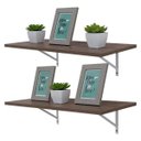 Ver imagem 2 de Kit 2 Prateleiras 100 x 25cm Nogal Com Mão Francesa