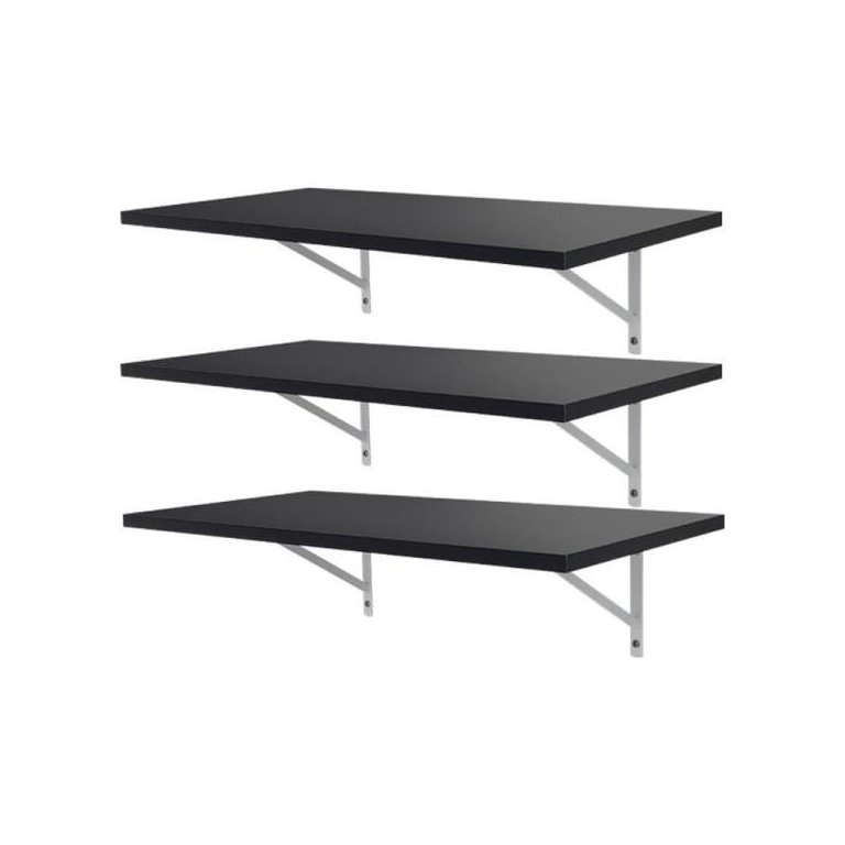 Kit 3 Prateleiras 100 x 25cm Preta Com Mão Francesa Kit 3 Prateleiras 100 x 25cm Preta Com Mão Francesa