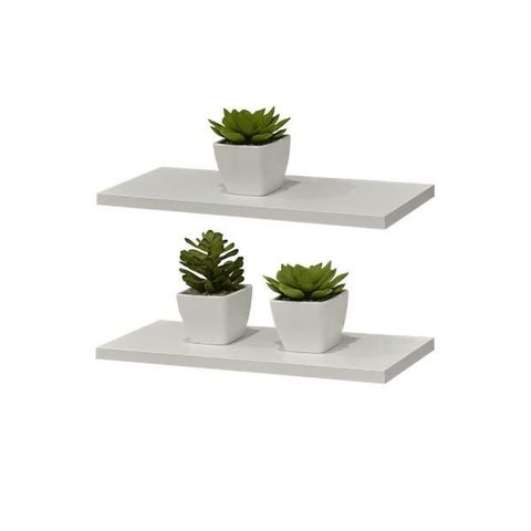 Kit 2 Prateleiras 40 x 15cm Branca Suporte Invisível