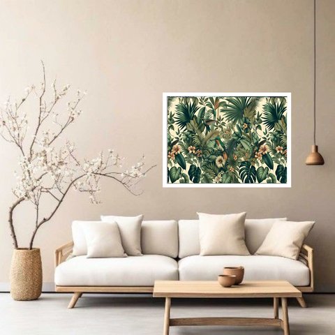 Quadro Decorativo Tropical Flores Amarelas - 50x70cm:moldura Branca