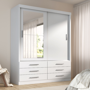 Guarda Roupa Solteiro Capri 2 Portas 6 Gavetas com Espelho
