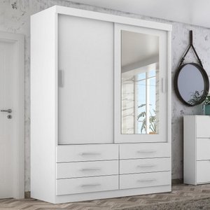 Guarda Roupa Solteiro Capri 2 Portas 6 Gavetas com Espelho