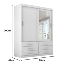 Guarda Roupa Solteiro Capri 2 Portas 6 Gavetas com Espelho - 5
