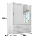 Ver imagem 4 de Guarda-Roupa Solteiro 2 Portas 6 Gavetas com Espelho Capri