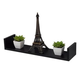 Prateleira U 60 x 10cm Preta Suporte Invisível - 2