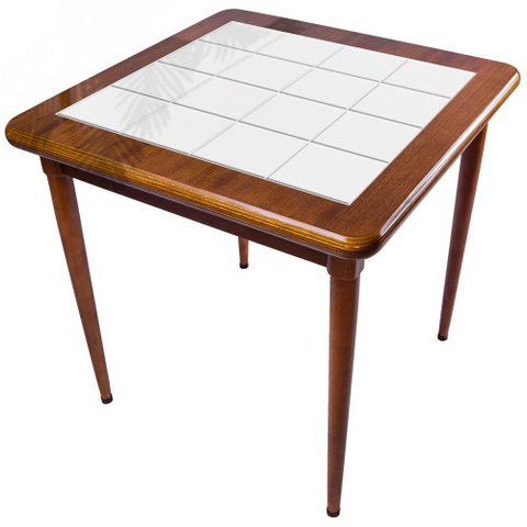 Mesa de Madeira Maciça Quadrada 80x80cm 4 Lugares Sala Jantar Cozinha - Azulejo Branco - Natural