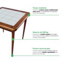 Ver imagem 4 de Mesa de Madeira Maciça Quadrada 80x80cm 4 Lugares Sala Jantar Cozinha - Azulejo Branco - Natural