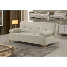 Sofá Cama 2 Lugares Living Linho M-143 Martins Creme - 4