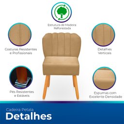 Cadeira Pétala para Sala de Jantar Confortável e Reforçada Suede - 3