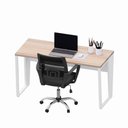 Ver imagem 2 de Escrivaninha Industrial F5 Office 1,35m sem Gavetas MDP 135cm Macadâmia com Branco