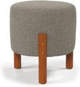 Ver imagem 3 de Kit Puff Redondo Luxo Decorativo Charme com Pés de Madeira Linho Cinza