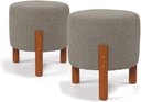 Ver imagem 1 de Kit Puff Redondo Luxo Decorativo Charme com Pés de Madeira Linho Cinza
