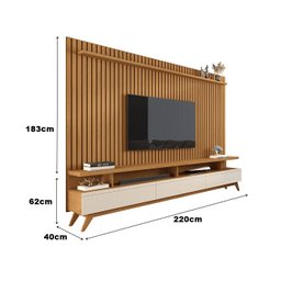 Rack Vivare 2.2 Wood com Painel para Tv até 75 Polegadas Versátil Ripado Verdadeiro 2.2x1.8 Nature/o - 3
