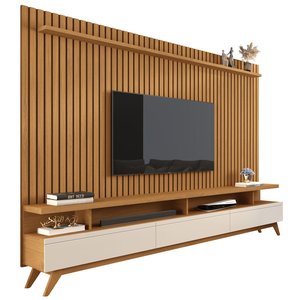 Rack Vivare 2.2 Wood com Painel para Tv até 75 Polegadas Versátil Ripado Verdadeiro 2.2x1.8 Nature/o