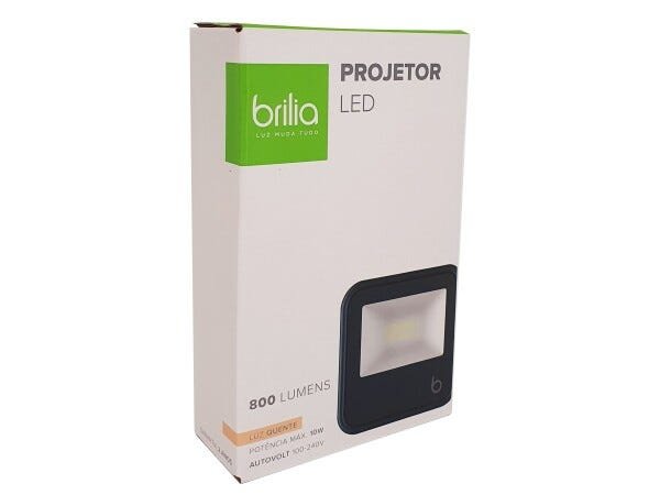 Projetor LED Slim 10W 3000K Bivolt 800Lm Ip65 - Brilia - 6