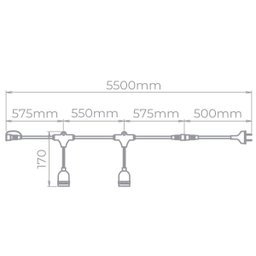 Varal de Luzes Porta Lâmpadas 8 Soquetes E27 Sth7099 5M - 5