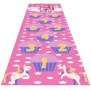 Tapete Amarelinha Infantil Ilustrado Criança Lona Titulos Amarelinha Cupcake