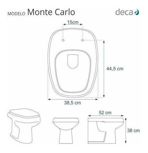 Assento Sanitário Monte Carlo Branco Para Louça Deca - 3