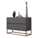 Ver imagem 2 de Mesa de Apoio de Cabeceira Eros 60cm Base Cobre Mdf/mdp Quarto Moderno:cinza